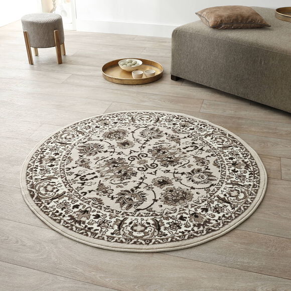 Tapis rond motifs perse (beige)