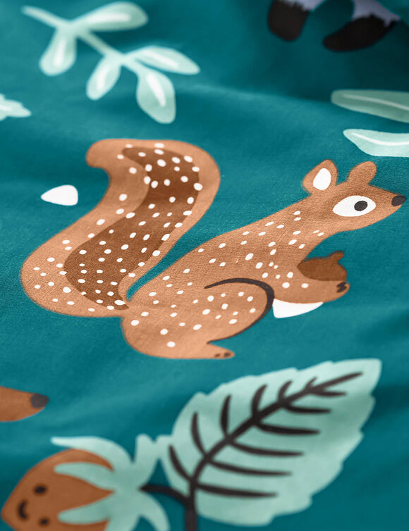 Bedlinnen voor kinderen met knuffelbeer motief in biologisch katoen, eco-verantwoord (groen)