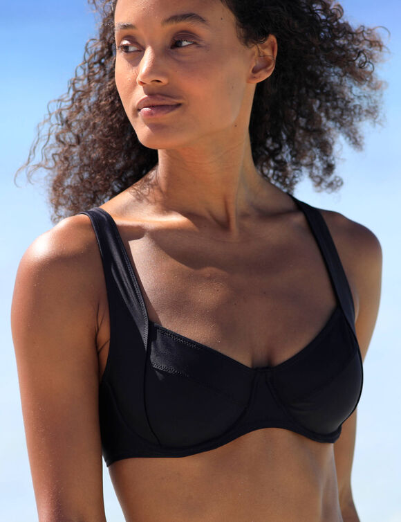 Bikinibeha met beugels Solaro - balconnetmodel (zwart)