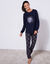 Pyjama met lange mouwen en "Sterren" print, met gratis slaapmasker (marine)