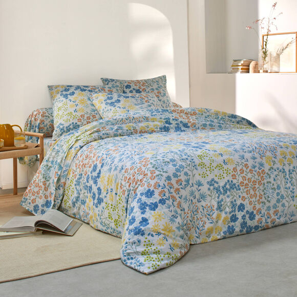 Linge de lit Garance en coton imprimé (bleu)