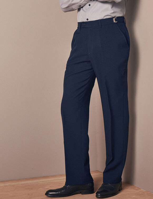 Broek met verstelbare taille zonder bandplooien - polyester (marine)