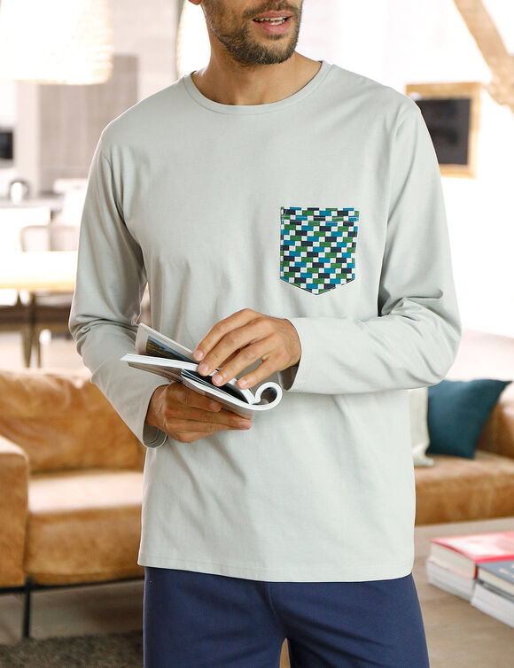 T-shirt pyjama manches longues gris (gris)
