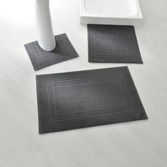 Tapis de bain éponge liteau motif frise grecque (anthracite)