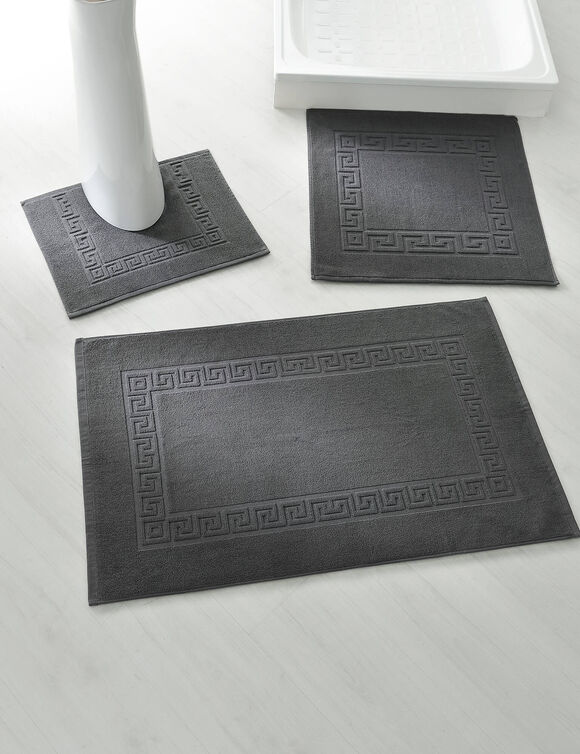 Tapis de bain éponge liteau motif frise grecque (anthracite)