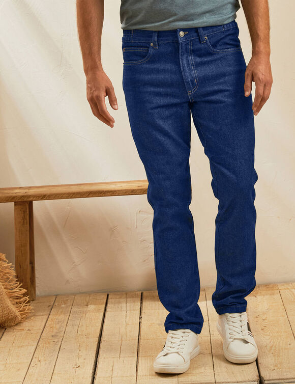 Jeans met elastische tailleband opzij - binnenpijplengte 72 cm (raw)