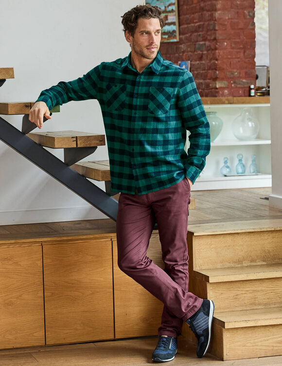 Chino met elastische zijkanten (bordeaux)