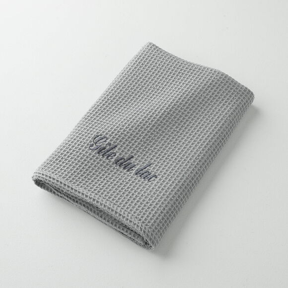 Serviette de bain nid d'abeille  Colombine®, personnalisable, 240 g/m2 (grijs)