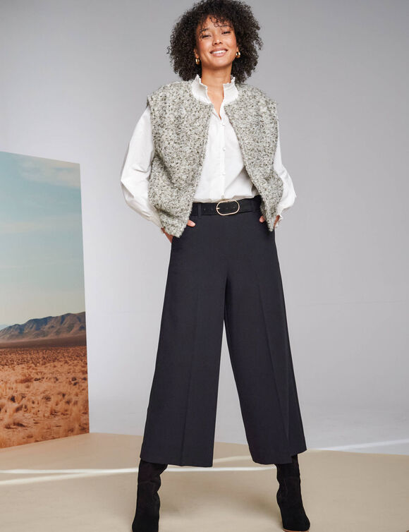 Veste sans manches, maille bouclette (kaki chiné)