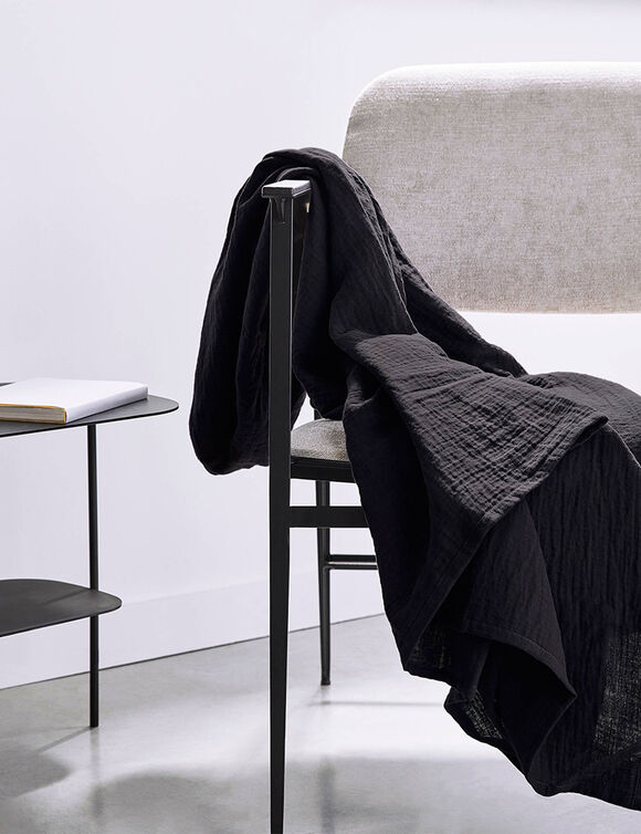 Plaid uni of bankcover van katoen gaze (antraciet)