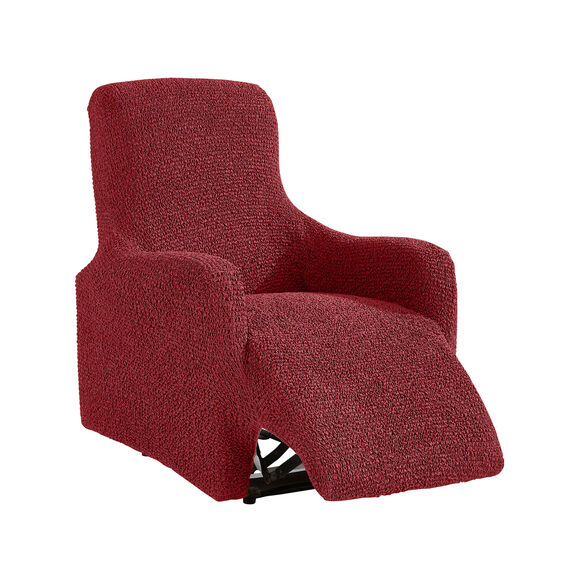 Housse bi-extensible imprim&eacute;e gaufr&eacute;e pour fauteuil relax (bordeaux)