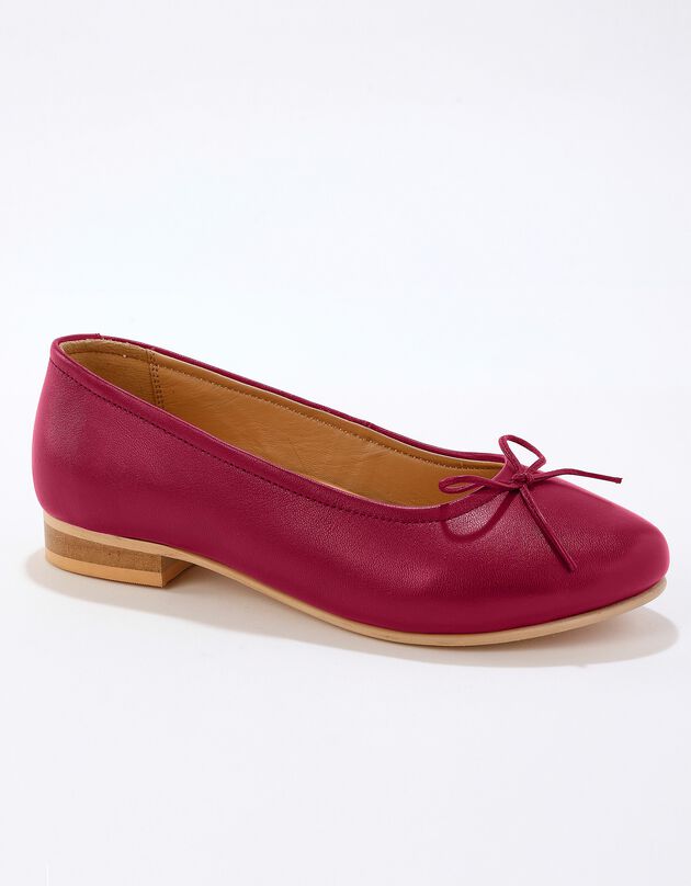 Ballerines plates confort en cuir - bordeaux (bordeaux)