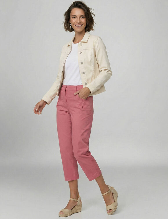 Pantacourt droit stretch (rose)