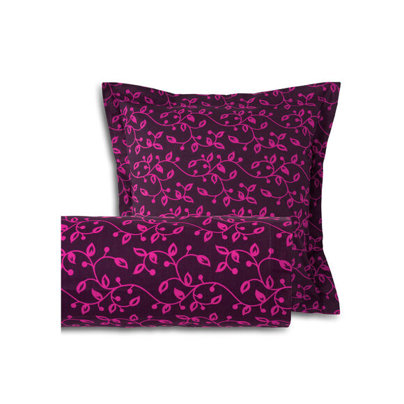 Bedlinnen Héritage in katoen met krulmotieven (fuchsia / pruim)