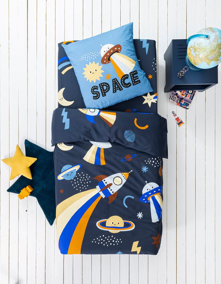 Linge de lit enfant Galaxy imprimé chat 1 personne - coton (marine)