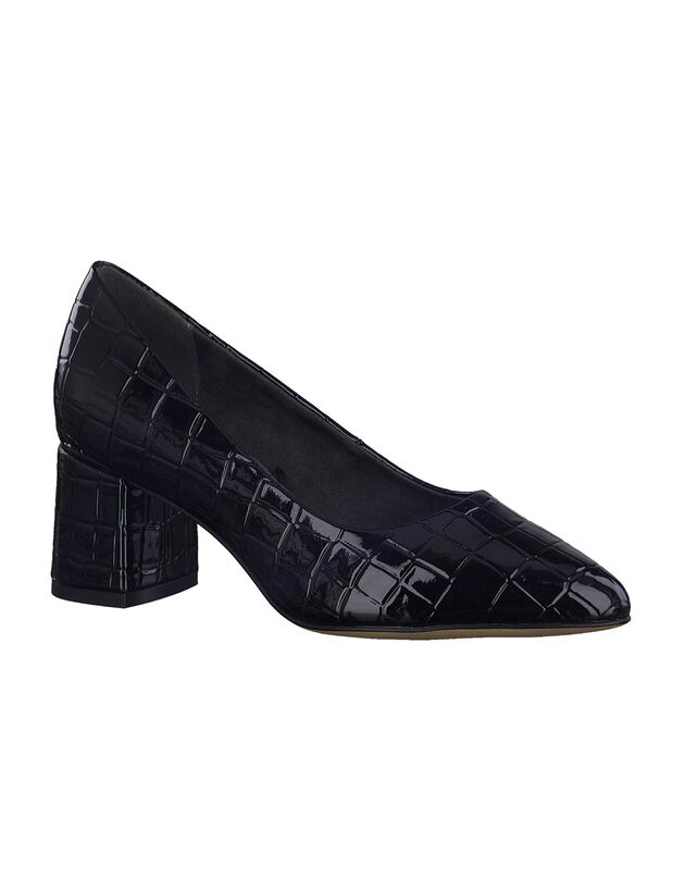 Pumps met hak, krokostijl (zwart)
