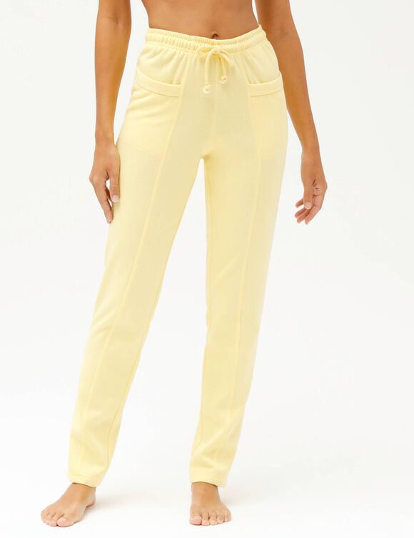 Pantalon jogging, molleton gratt&eacute; (jaune)
