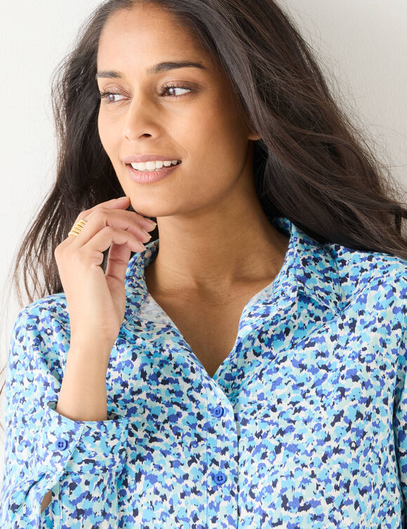 Likethemd met minimalistische print (marine / felblauw)