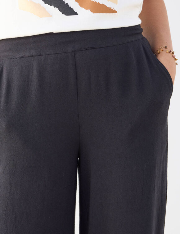 Pantalon large viscose/lin (noir)