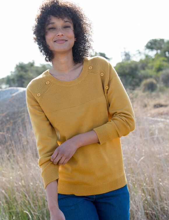 Effen trui in marinestijl (kerrie)