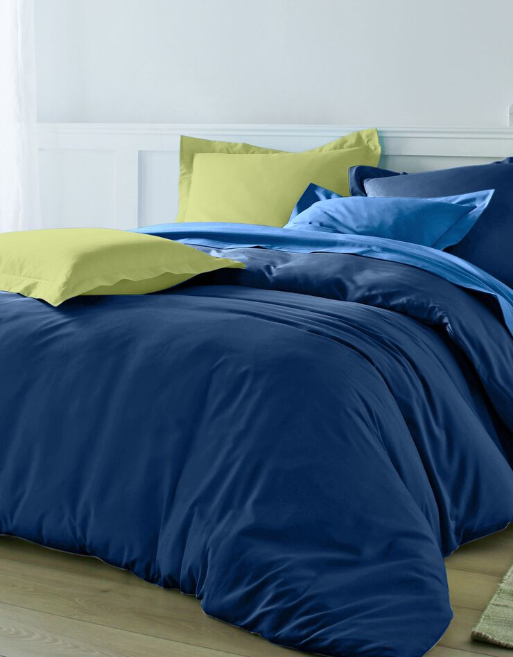 Linge de lit uni coton (marine)
