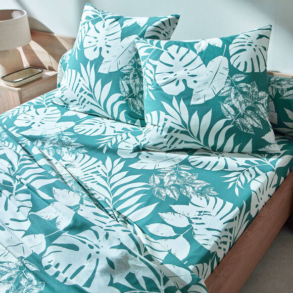 Linge de lit Paddy imprimé feuillage, coton (eucalyptus)