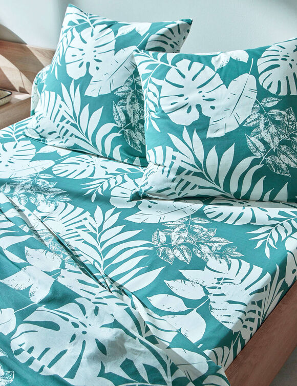 Linge de lit Paddy imprimé feuillage, coton (eucalyptus)