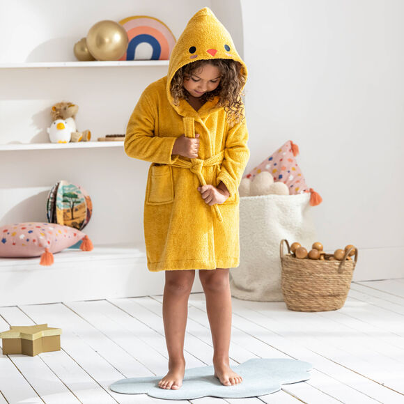 'Kuiken' kinderbadjas, katoenen badstof - 340 g/m² (geel)