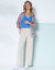 Ruime broek met elastische taille, crêpe (beige)