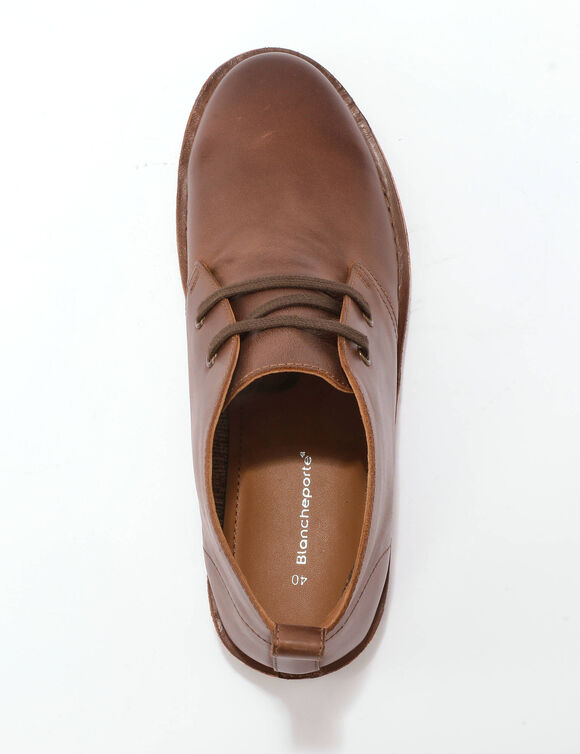 Derbies montantes cuir &agrave; lacets (marron)