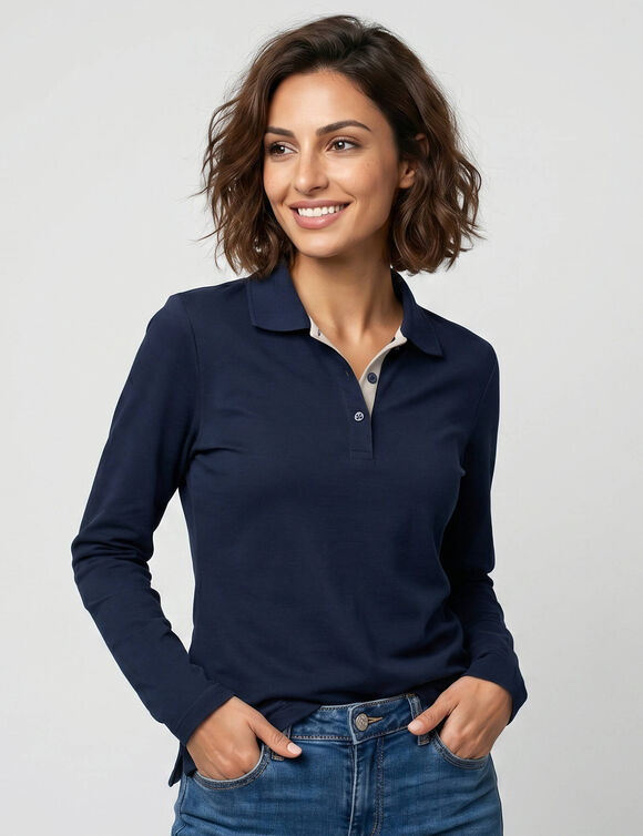 Polo bicolore maille jersey (marine / gris)