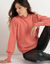 Pull frisottis maille effet rayée (corail)