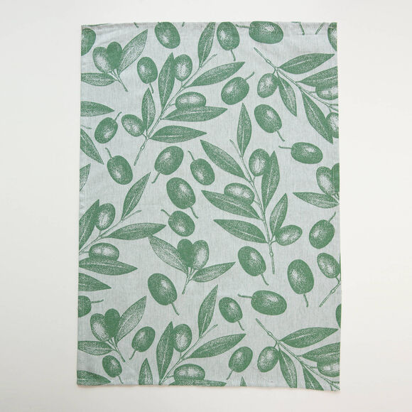 Torchons motif olives - lot de 3 (vert)