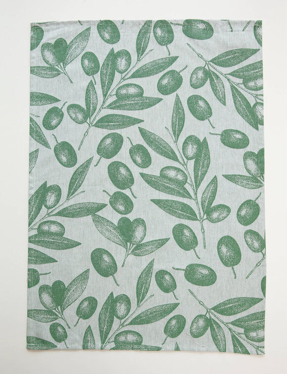 Torchons motif olives - lot de 3 (vert)