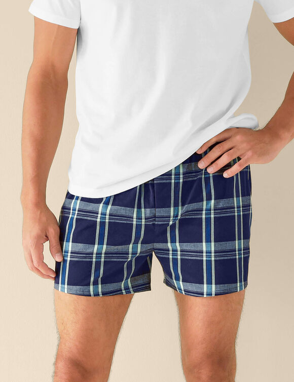 Caleçon flottant tissé teint - lot de 3 (bleu)