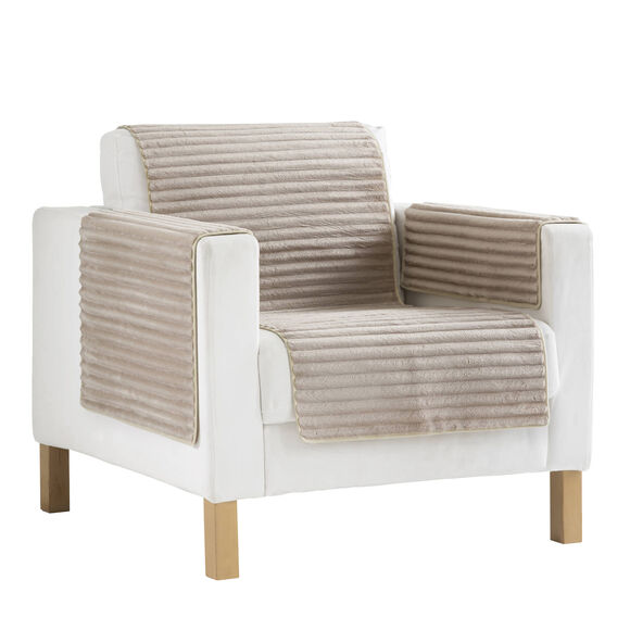 Protège-salon antiglisse toucher peluche (sable)