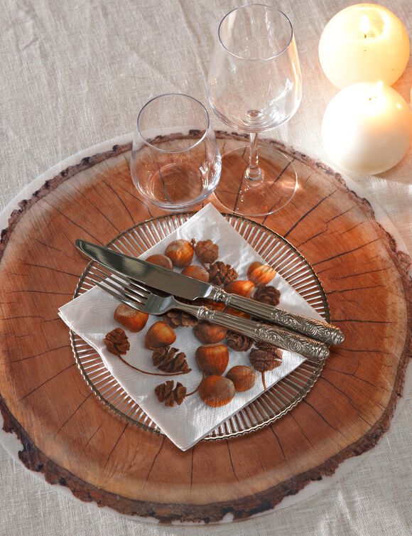 Set de table imprimé "rondin" - lot de 4 (marron)