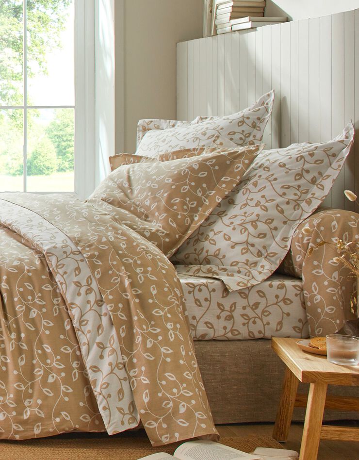 Linge de lit Héritage en coton à motifs volutes (blanc / beige)