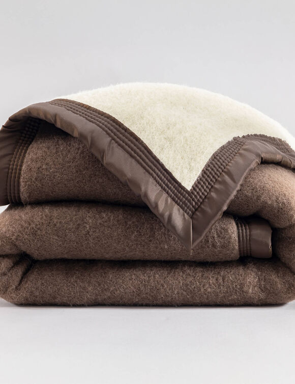 Tweekleurige deken van 100% wol, 800 g/m&sup2; (chocolade)