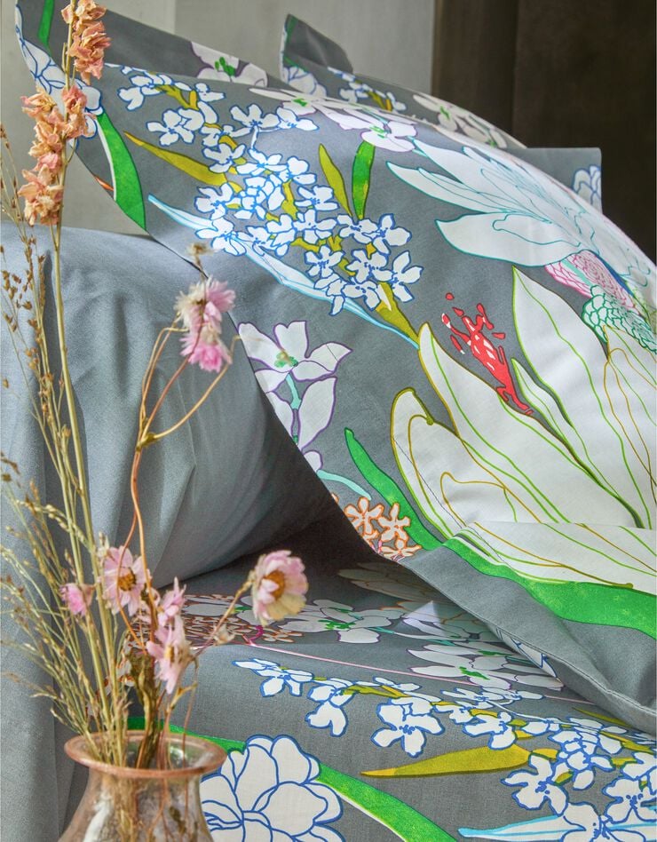 Linge de lit Floriane coton de Colombine® à motifs fleurs, anthracite, hi-res image number 4