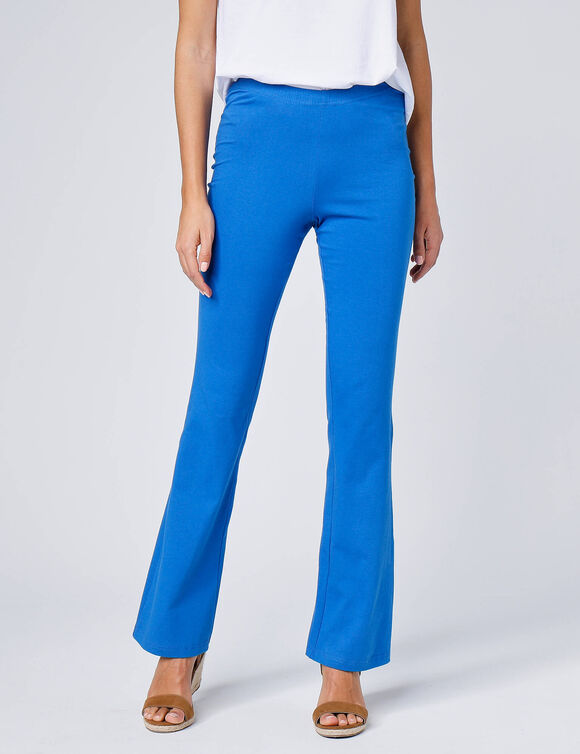 Legging bootcut uni, taille élastiquée (bleu dur)