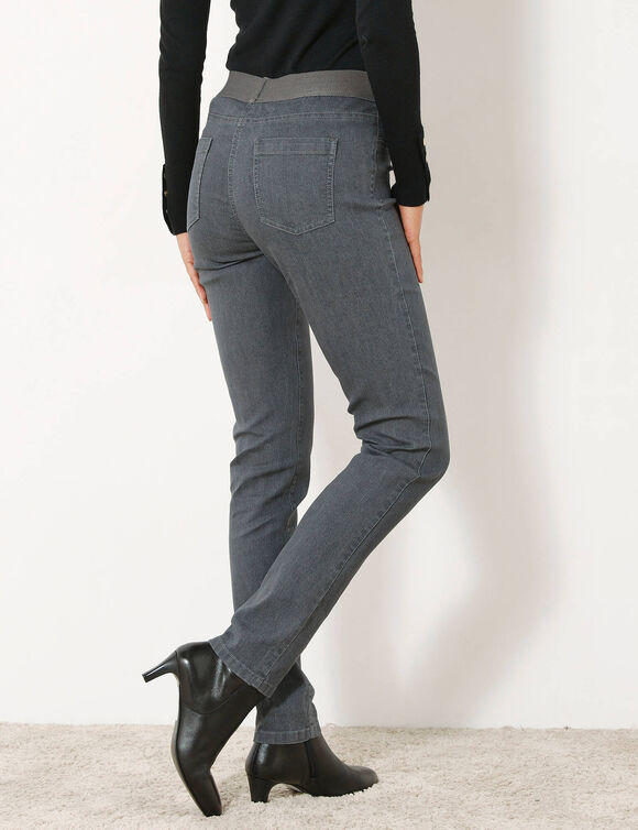 Jegging denim taille élastiquée - grande stature (gris foncé)