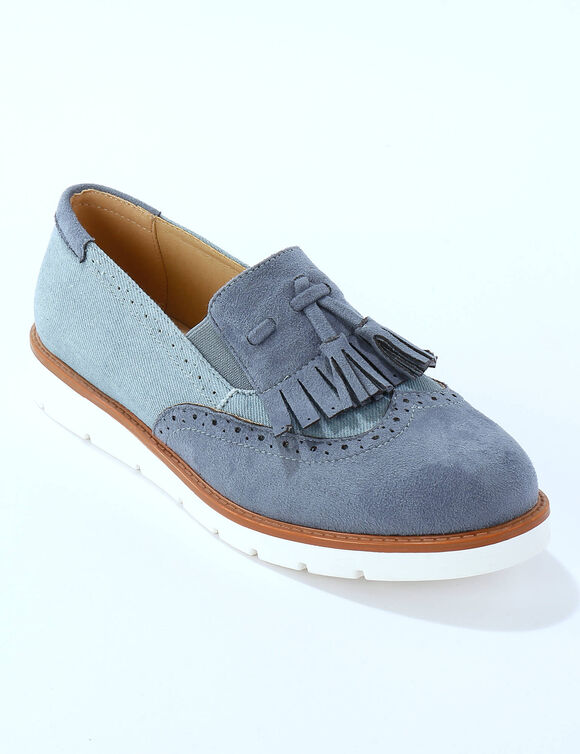 Slippers &agrave; franges (bleu)