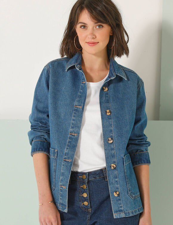 Jasje met knoopsluiting, jeans (stone)