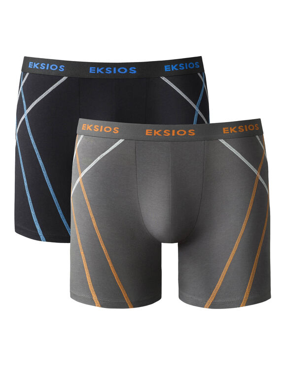 Lange shorty met sierstiksel, shortmodel - set van 2 (zwart + grijs)