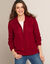 Gilet zippé col polo, maille torsadée (rouge foncé)