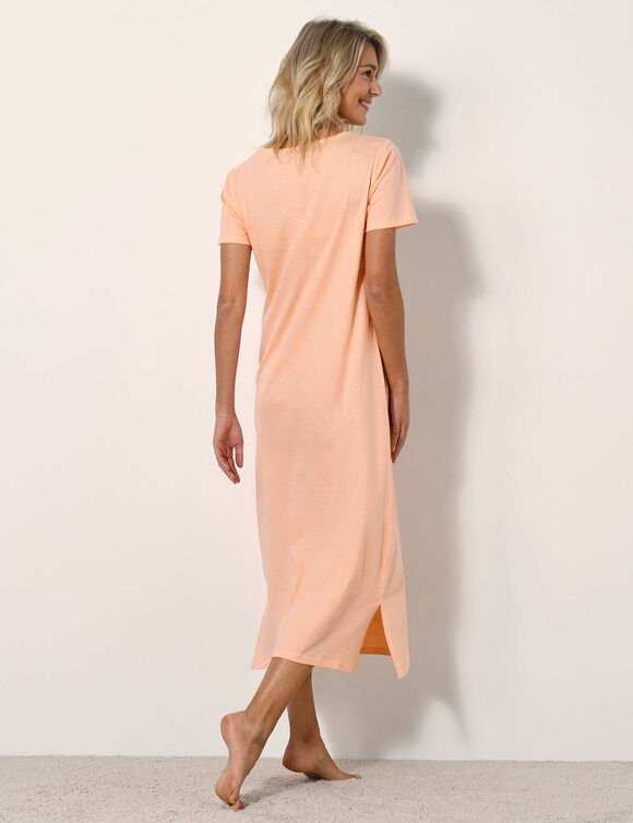 Chemise de nuit longue manches courtes unie (p&ecirc;che)