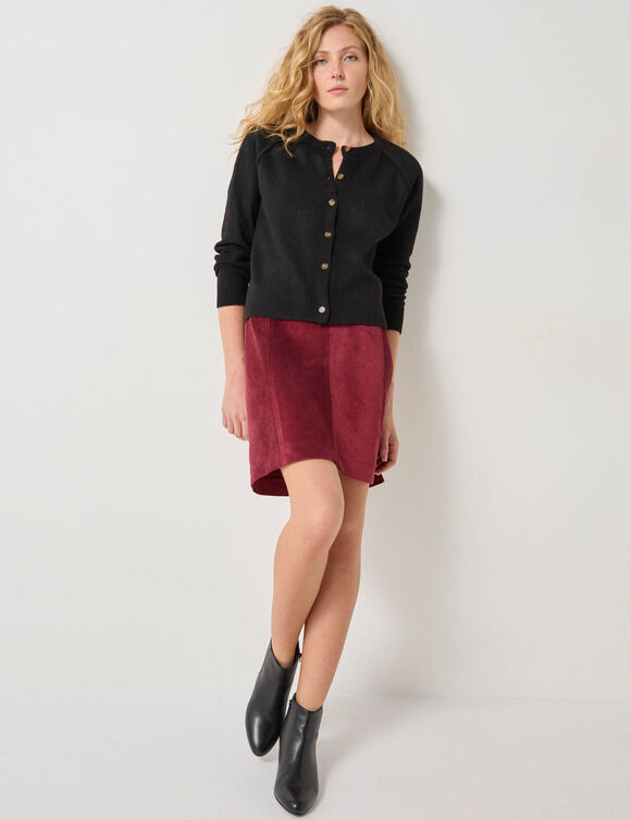 Gilet boutonné, maille moelleuse en laine mélangée (noir)