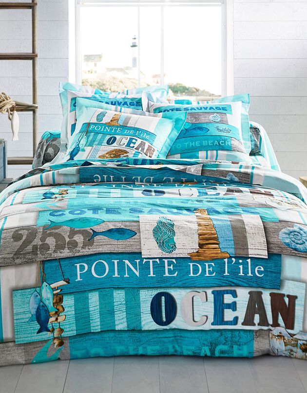 Linge de lit Océan coton (bleu)