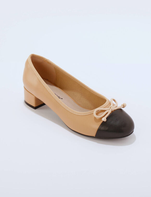 Ballerines plates bicolores (&eacute;cru / noir)